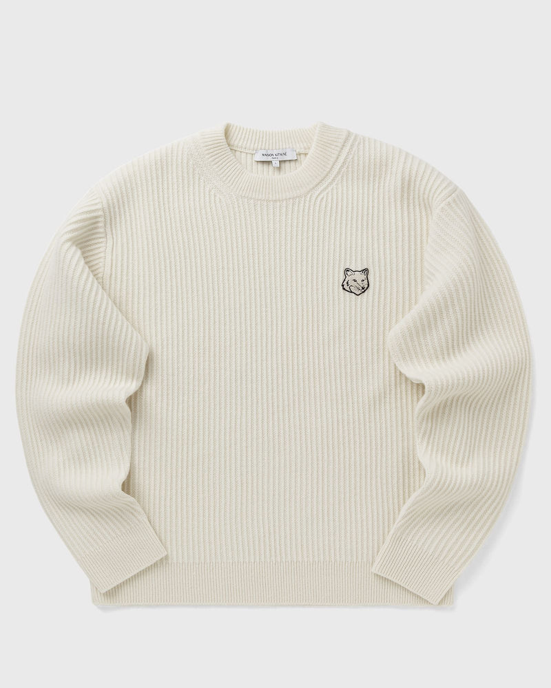 Maison Kitsune Fox Head Wool Ribbed Jumper Beige