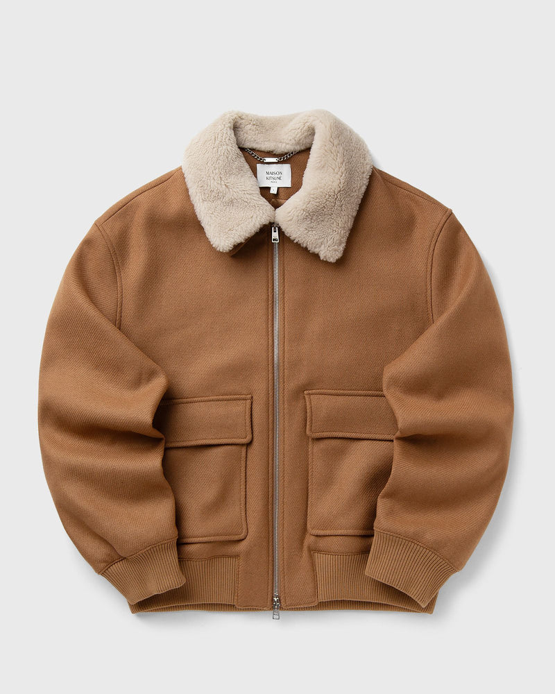 Maison Kitsune Shearling Collar Jacket Brown