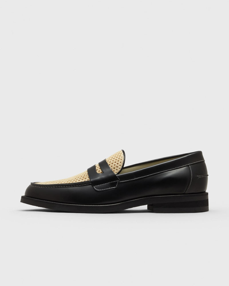 Duke & Dexter Wilde Rattan Penny Loafer Black|beige