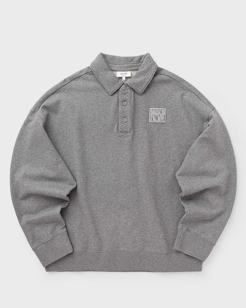 Maison Kitsune Stamp Oversize Polo Sweashirt Grey