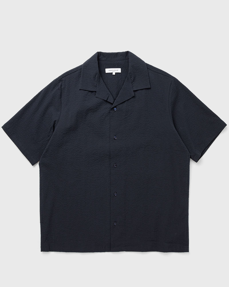 Maison Kitsune Seersucker Resort Shirt Blue