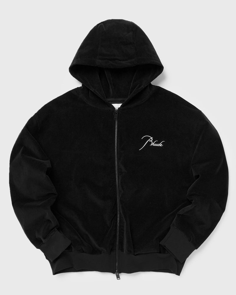 Rhude Velour Classique Zip-Up Hoodie Black