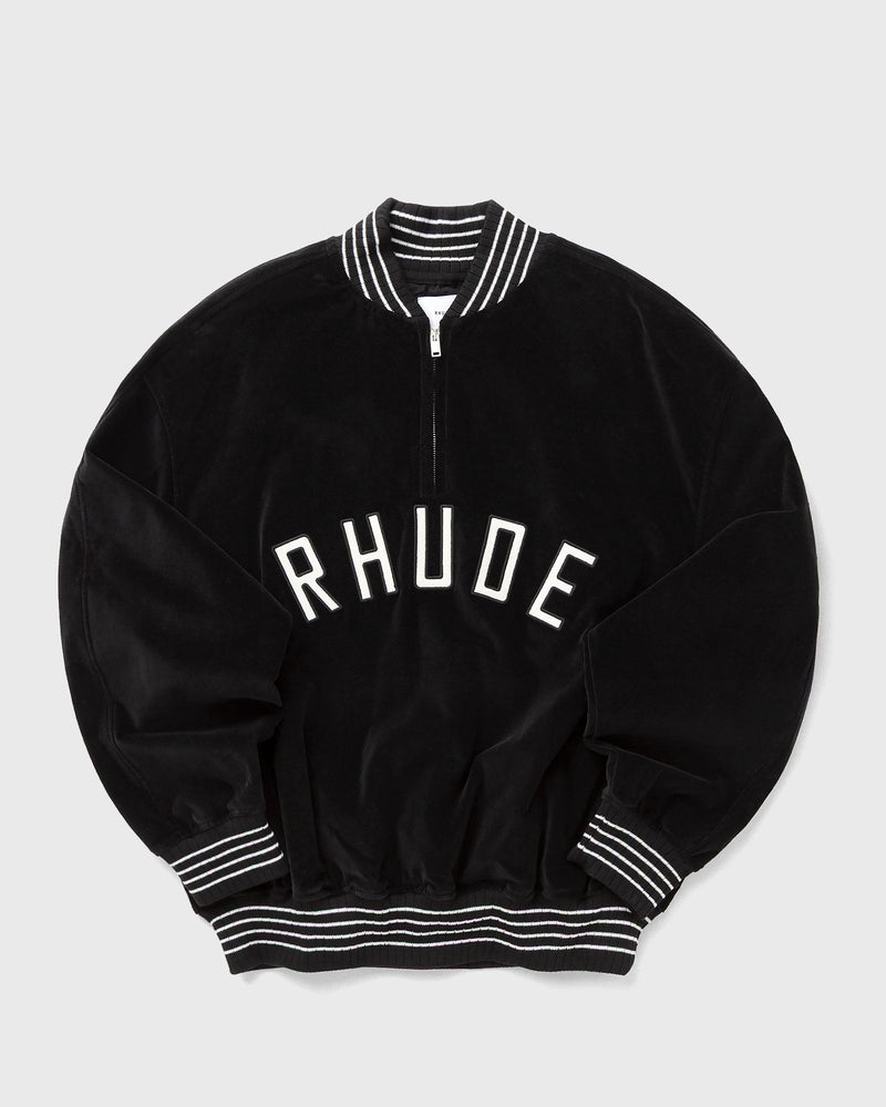Rhude Velour Track Quarter Zip-Up Black