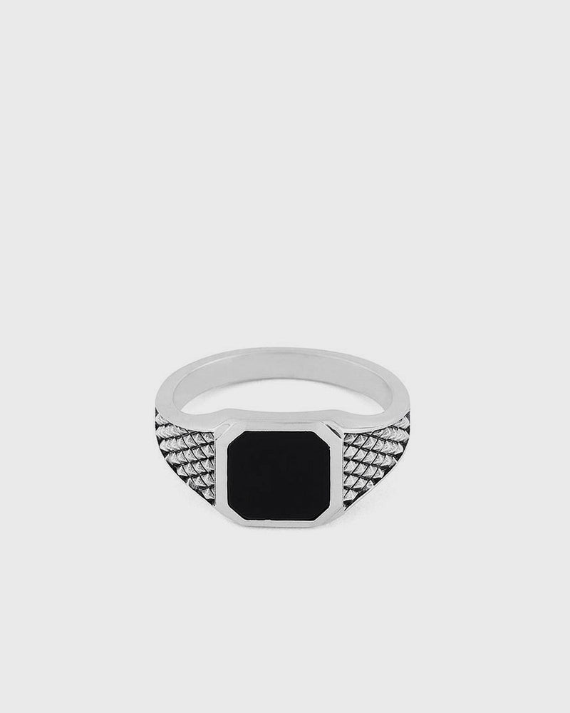 Serge Denimes Silver Onyx Armour Ring