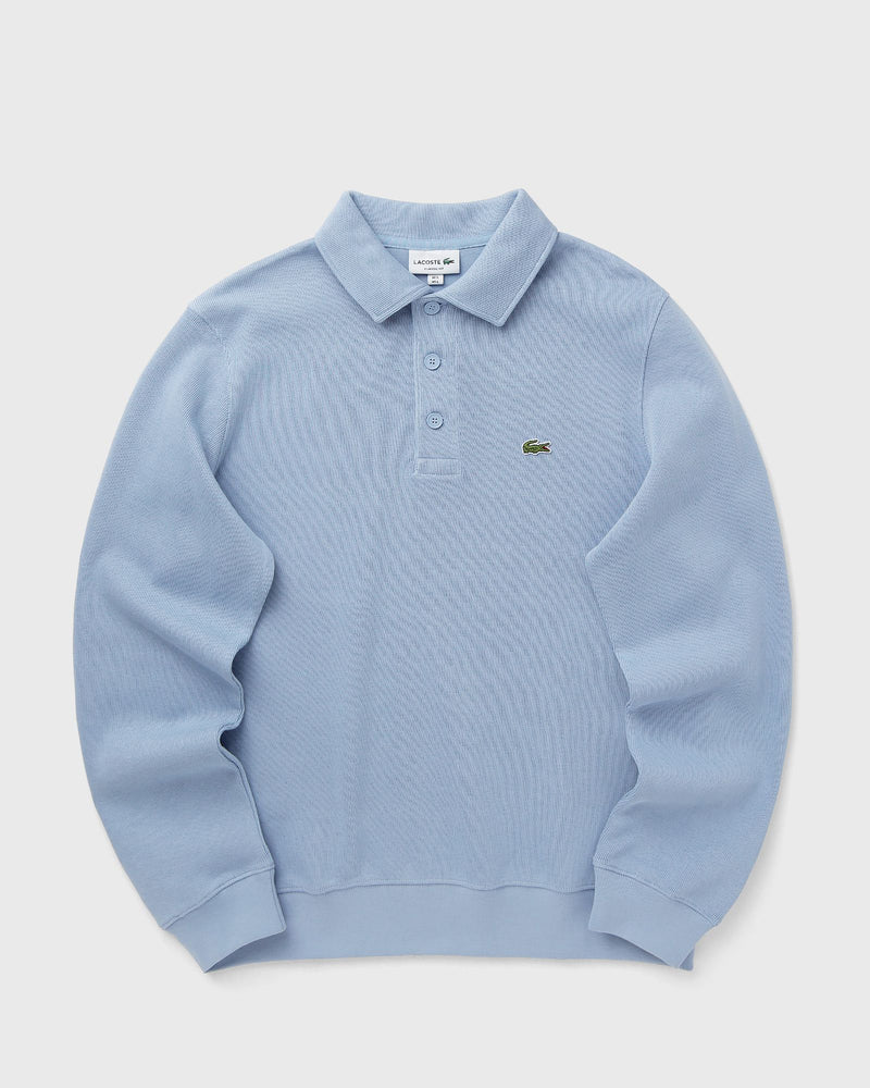 Lacoste Ribbed Cotton Polo Collar Sweatshirt Blue