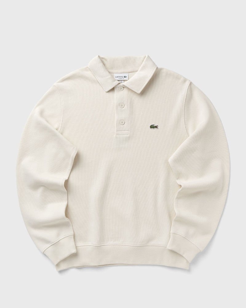 Lacoste Ribbed Cotton Polo Collar Sweatshirt Beige