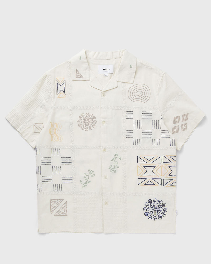 Wax London Didcot Ss Shirt Doodle Embroidery White