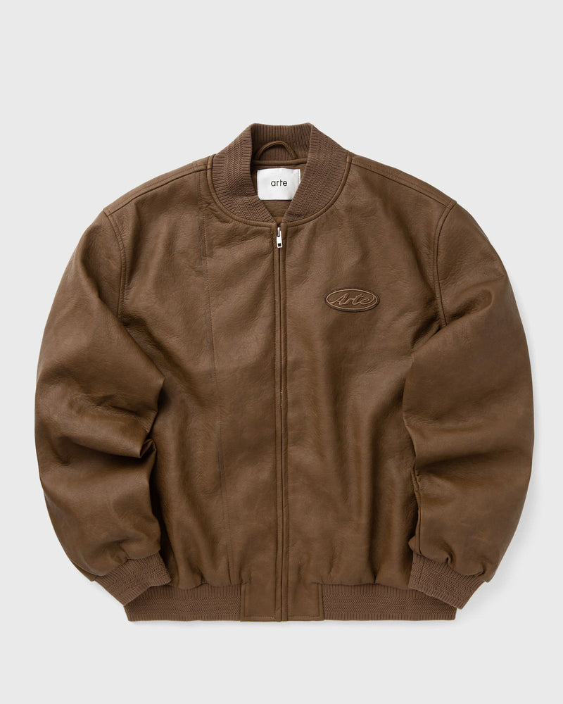 Arte Antwerp Leather Varsity Jacket Brown