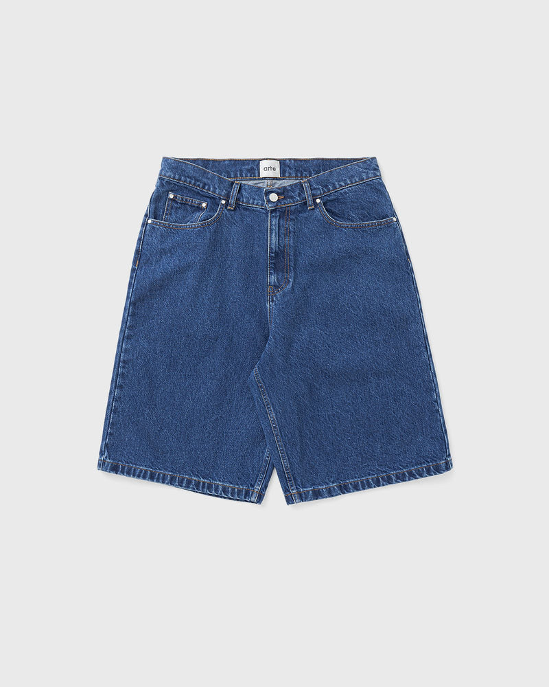 Arte Antwerp Round Pocket Denim Shorts Blue