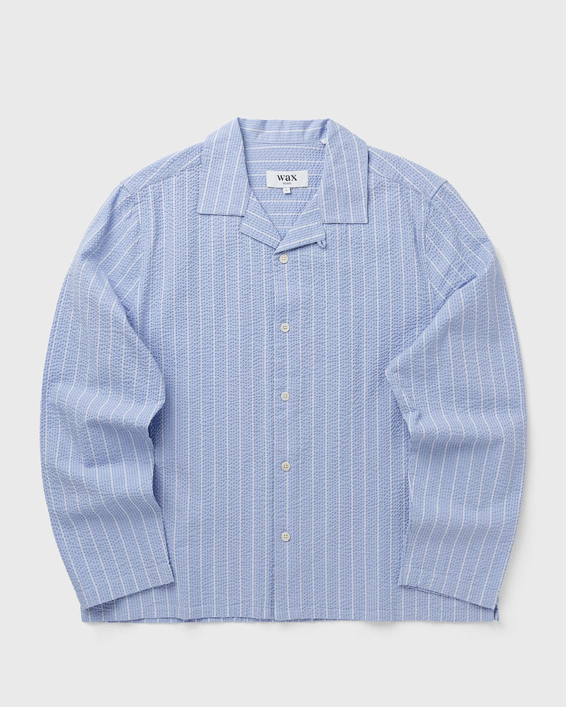 Wax London Corey Ls Shirt Seersucker Stripe Blue