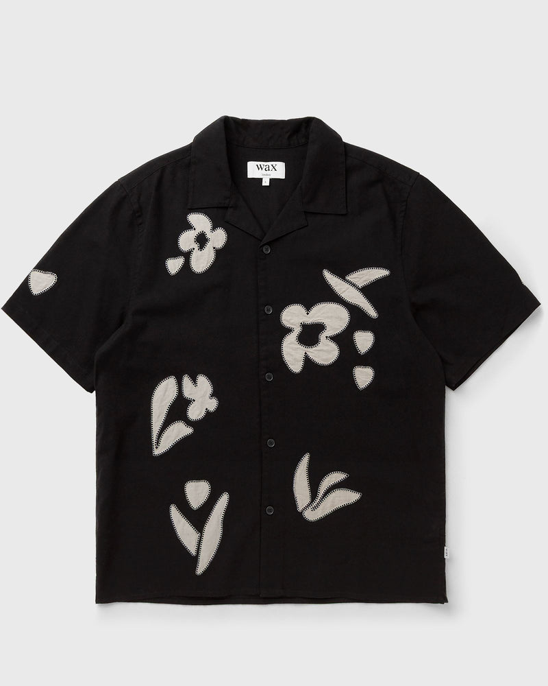 Wax London Didcot Ss Shirt Abstract Applique Black
