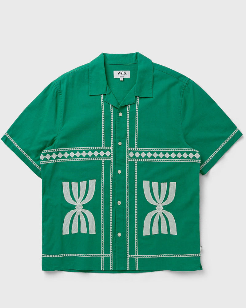 Wax London Didcot Ss Shirt Border Applique Green
