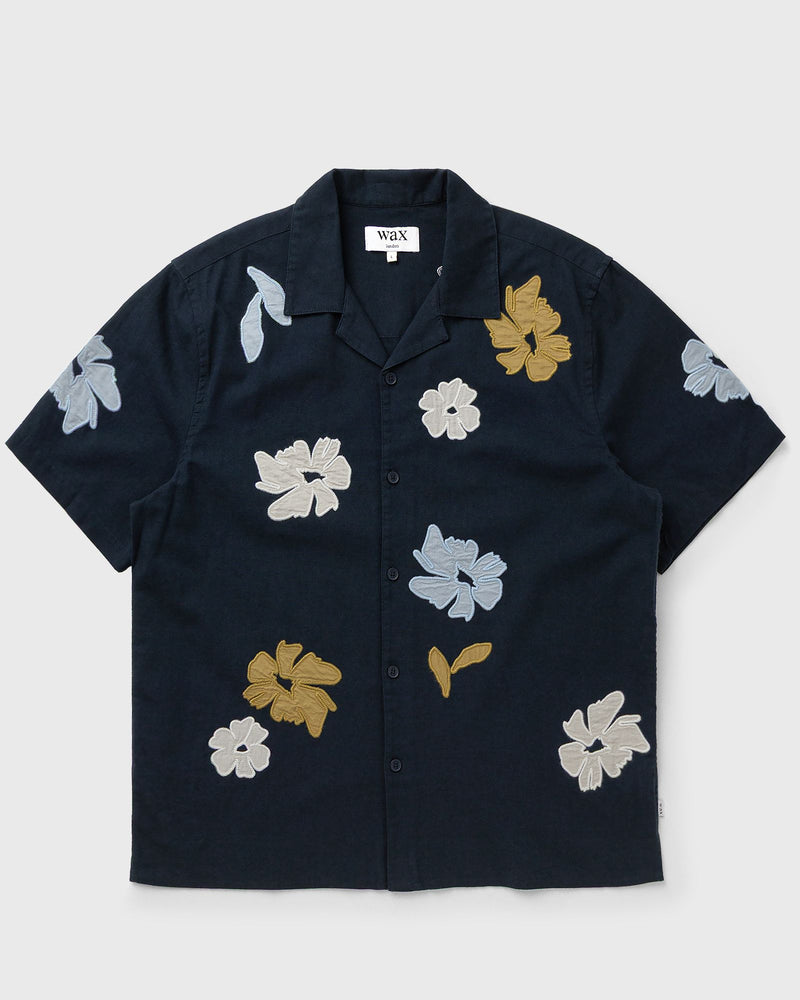 Wax London Didcot Ss Shirt Flower Applique Blue
