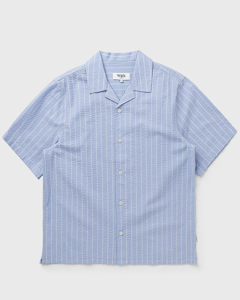 Wax London Didcot Ss Shirt Seersucker Stripe Blue