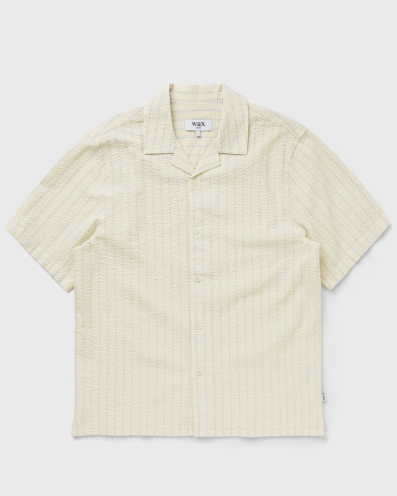 Wax London Didcot Ss Shirt Seersucker Stripe Beige