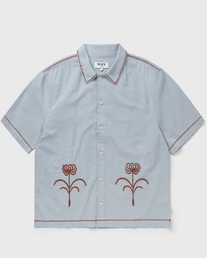 Wax London Keats Ss Shirt Dahlia Embroidery Blue