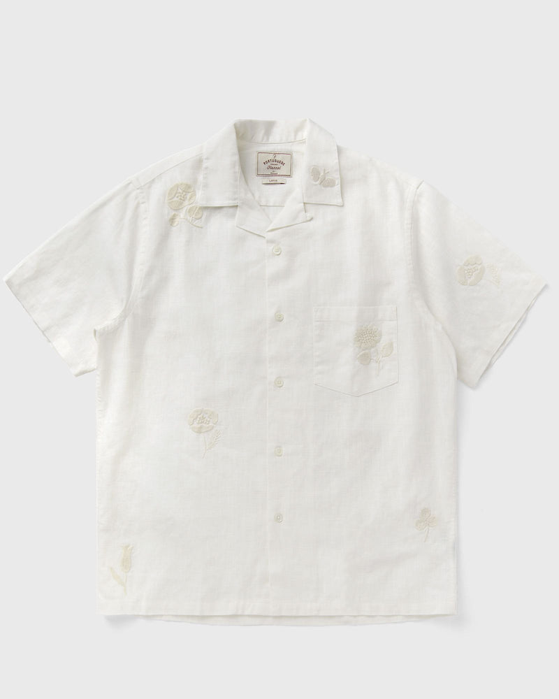 Portuguese Flannel Embroidery Nature Ramie White