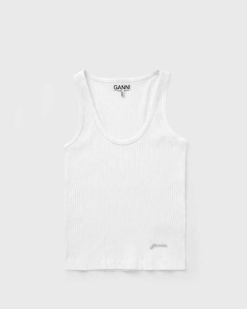 Ganni Heavy Rib Jersey Tank Top Beige