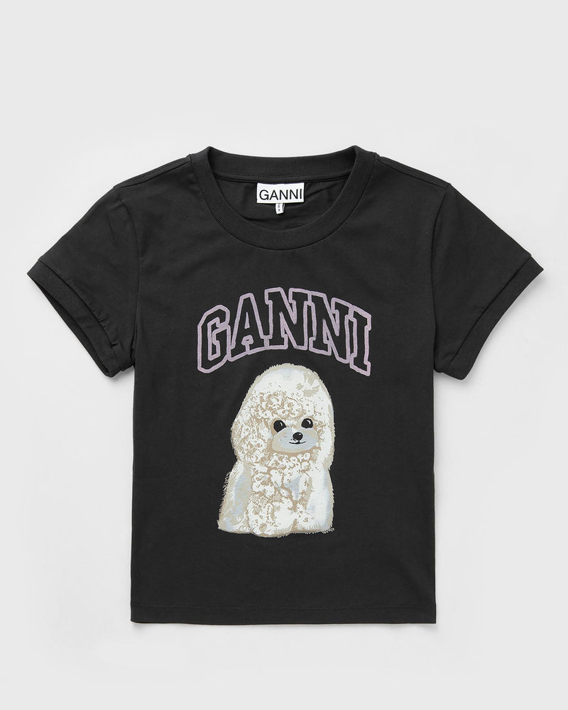 Ganni Basic Cotton Jersey Poodle Baby Fit Tee Black