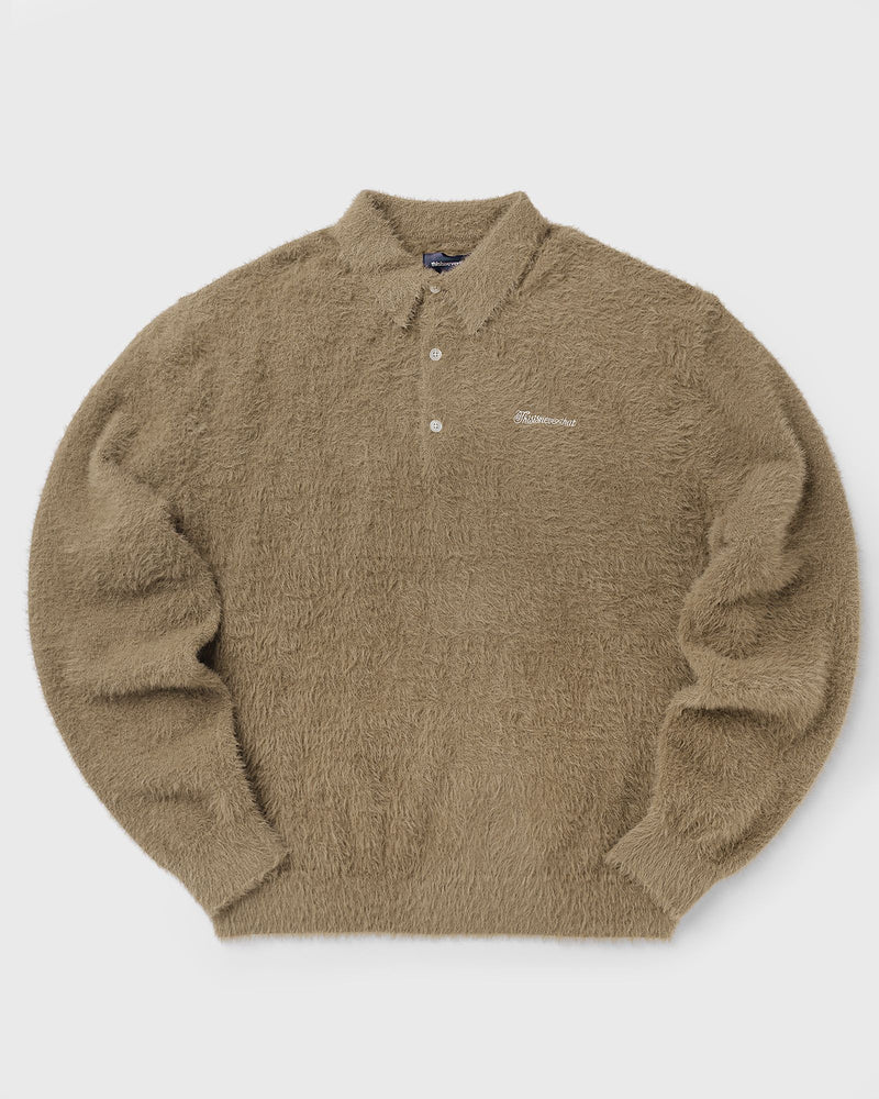 Thisisneverthat Sct-Logo Shaggy Knit Polo Brown