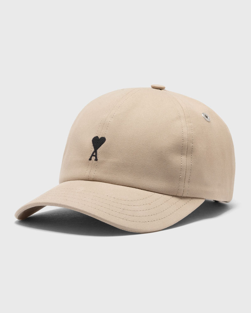 AMI Paris Black AMI de Coeur Embroidery Cap Beige