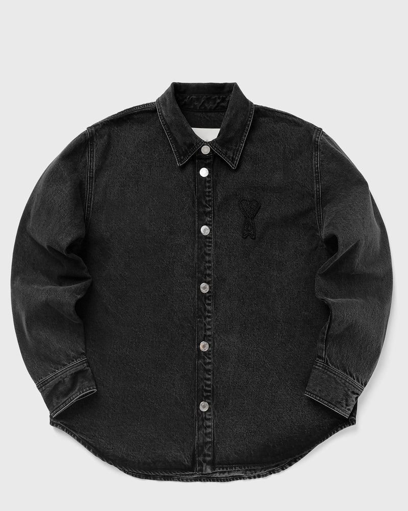 AMI Paris Overshirt with Knitted AMI de Coeur Black