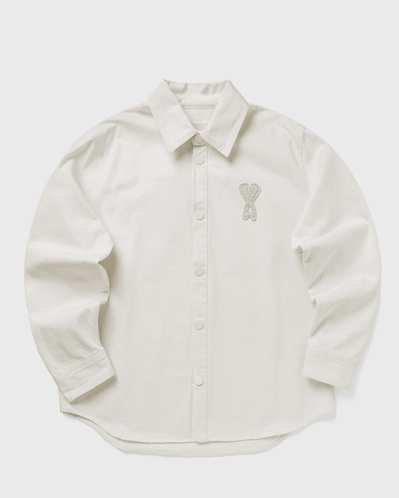 AMI Paris Overshirt with Knitted AMI de Coeur White