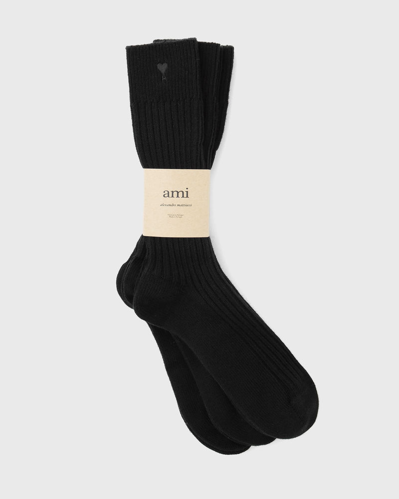 AMI Paris AMI de Coeur Noir Socks 3-Pack Black
