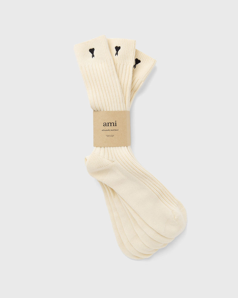AMI Paris AMI de Coeur Noir Socks 3-Pack White