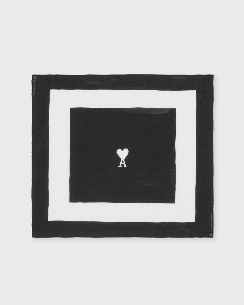 AMI Paris AMI de Coeur Printed Scarf Black|white
