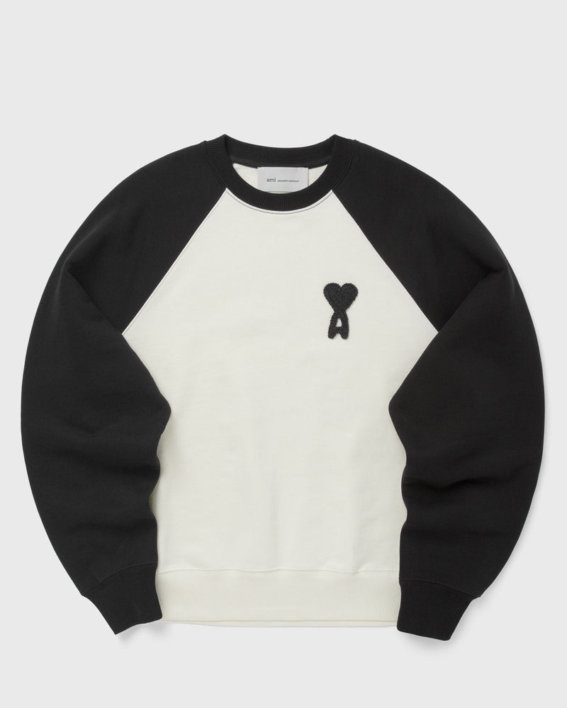 AMI Paris Boxy Fit Crewneck with AMI de Coeur Knitted Patch Black|white