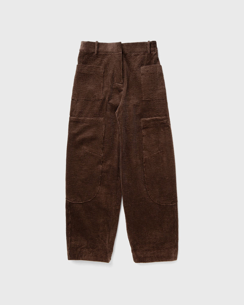 Ganni Seersucker Corduroy Pants Brown