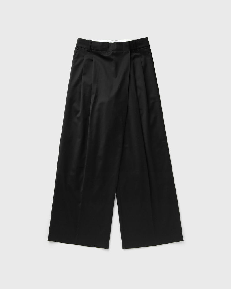 Ganni Calendered Wool Mid Waist Pants Black