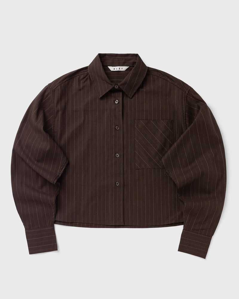 Olaf Pinstripe Cropped Shirt Brown