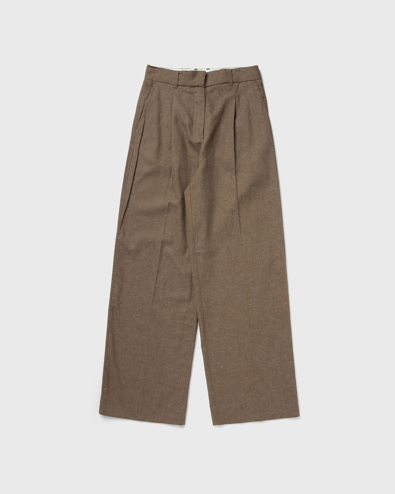 Olaf Linen Tailored Trousers Brown