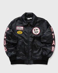 Duke & Dexter Plus Star Satin Bomber Jacket Black
