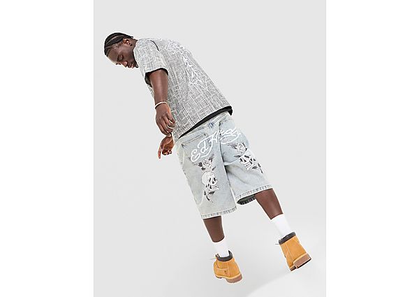 Ed Hardy Skull & Rose Jorts blue