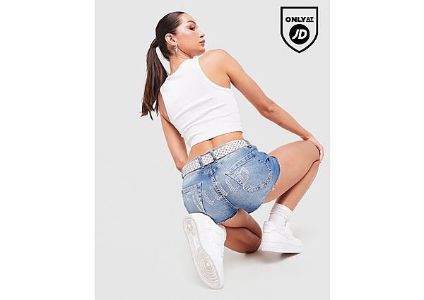 JUICY COUTURE Logo Diamante Shorts blue