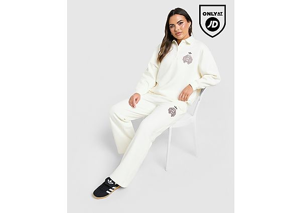 adidas Originals Emblem Wide Leg Joggers white
