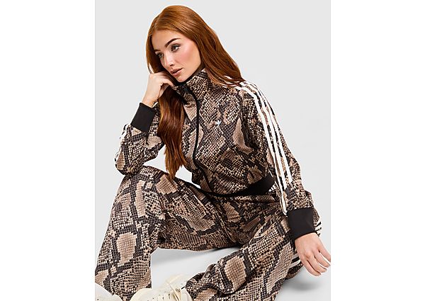 adidas Originals Satin Snake Print Firebird Track Top brown