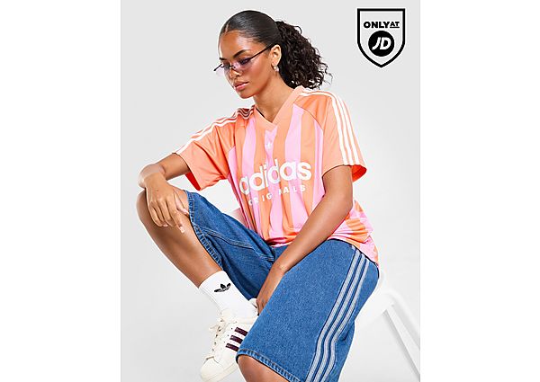 adidas Originals Stripe Football Jersey pink