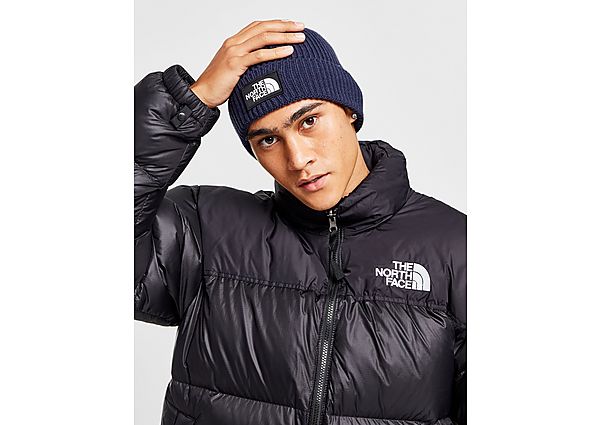 The North Face Logo Box Cuffed Beanie Hat blue