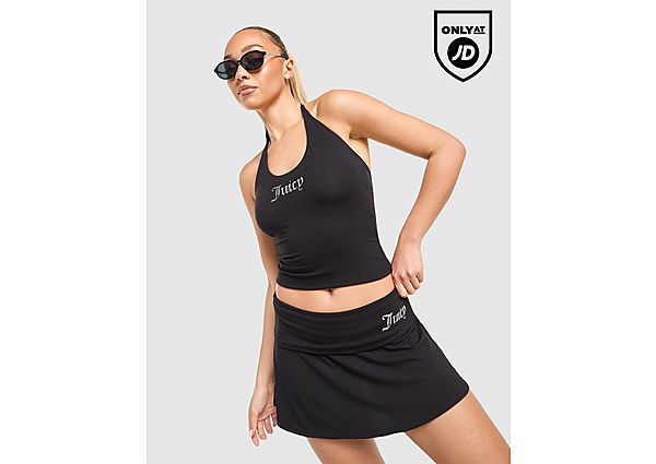 JUICY COUTURE Jersey Diamante Halter Vest Top black