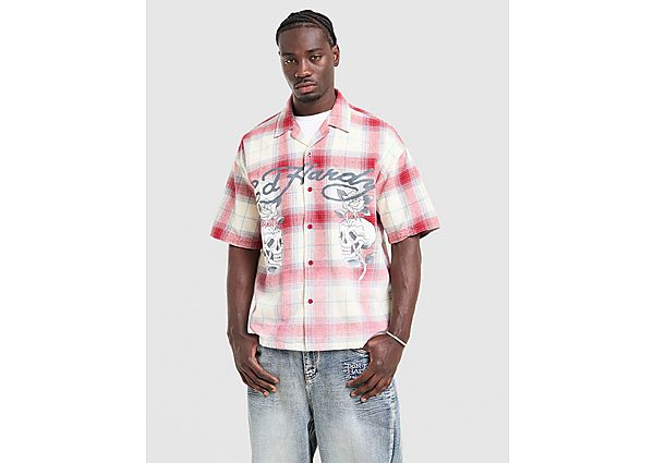Ed Hardy Checked Skull Shirt red