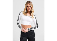 adidas Originals 3-Stripes Scoop Long Sleeve Crop Top white
