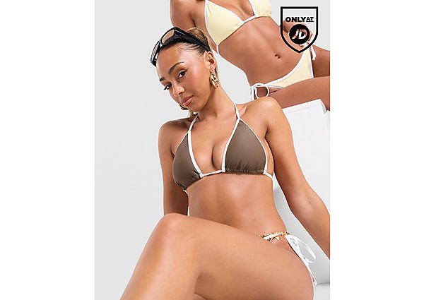 Unlike Humans Heat Triangle Bikini Top brown