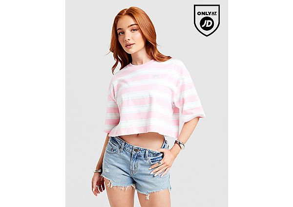 adidas Originals Stripe Crop T-Shirt pink