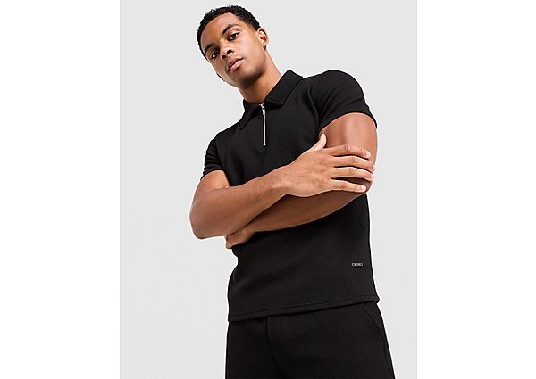 Belier Textured Zip Polo Shirt black