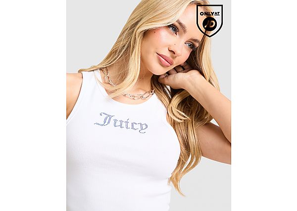 JUICY COUTURE Rib Diamante Tank Top white