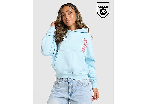 Unlike Humans Patch Boxy Hoodie blue